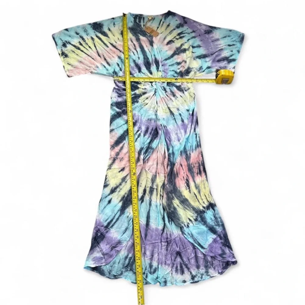 Surf Gypsy Pastel Tie-Dye Maxi Dress in Blue, Purple, Yellow, Pink - Picture 9 of 9